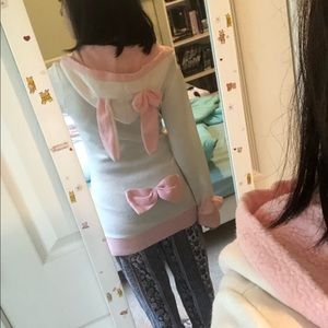 Kawaii fleece bunny hoodie